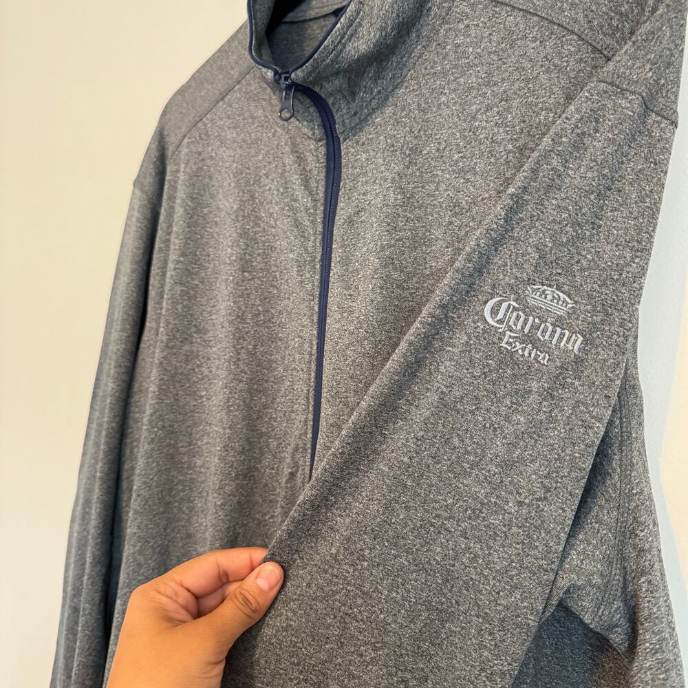 Corona Extra Logo Gray & Navy Sport-Tek Men's Contrast Full-Zip Jacket Mens 2XL